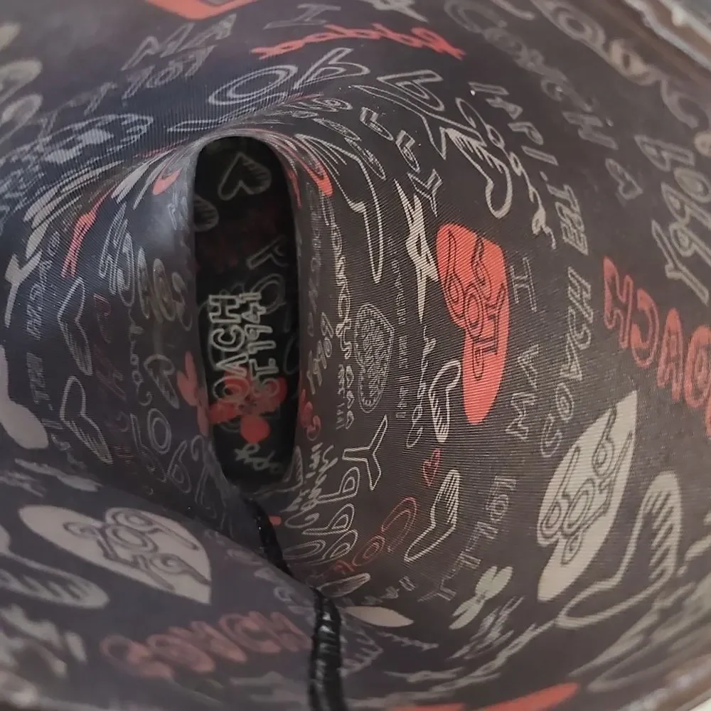 Coach Poppy Graffiti Rain Boots – Size 6 – Black/Red Logo Print